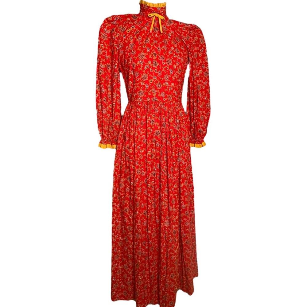 Vintage Maxi Dress 4/6 Cottage Core Long Dress Handmade Homemade Farmhouse